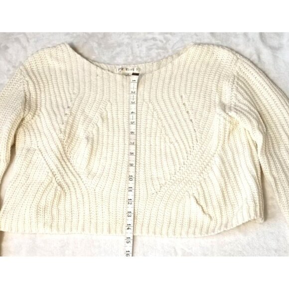 Say What Ivory Cable Knit Cropped Sweater Small Super Cute - Picture 4 of 13